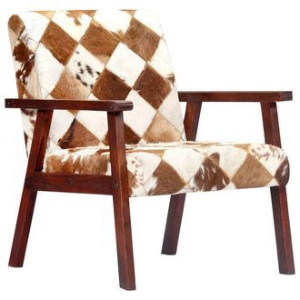 vidaXL Sill&oacute;n De Cuero Aut&eacute;ntico De Cabra Blanco Y Marr&oacute;n Vidaxl