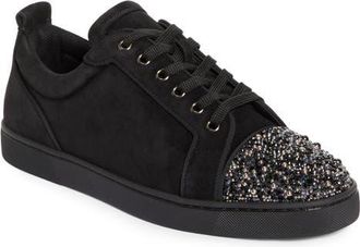 Christian Louboutin Louis Junior Embellished Cap Toe Sneaker in Black at Nordstrom, Size 14Us