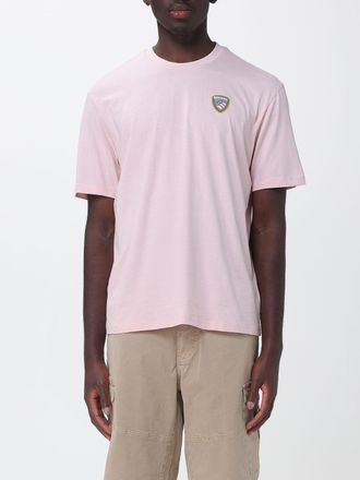 Blauer T-shirt basic in cotone con logo