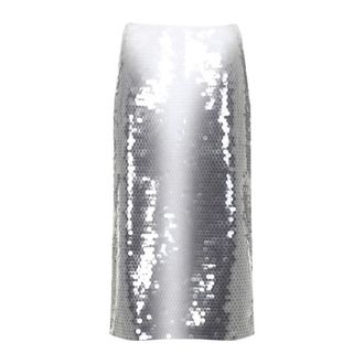 Sportmax Form-Fitting Grey Midi Skirt With Shimmering Sequins