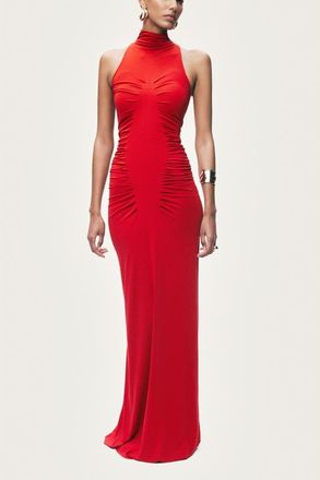 Nocturne Sleeveless Ruched Maxi Dress in Red at Nordstrom, Size X-Small Eu
