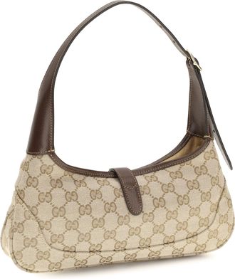 Gucci Womens Shoulder Bag Jackie Slim Vintage Sand-Dark Brown Fabric Sand/dark