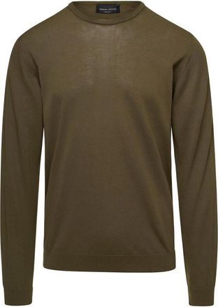 Roberto Collina Trui met ronde hals - Heren - Ronde hals truien - Groen - 3XL - Katoen - Truien & Vesten