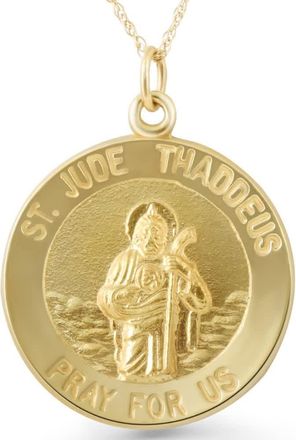 Pompeii3 14k Yellow Gold St. Jude Thaddeus Medal Pendant 1 Tall 3 Grams
