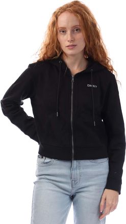 DKNY Dames DKNY Mini Studded Logo Full Zip Hoodie in Zwart