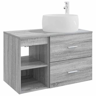 vidaXL Juego De Muebles De Ba&ntilde;o 2 Pcs Sonoma Gris Madera De Ingenier&iacute;a Vidaxl