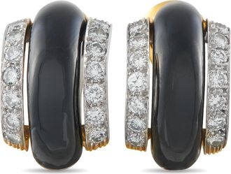 David Webb 18K Yellow Gold 1.68ct Diamond and Onyx Clip-On Earrings DW13-042726