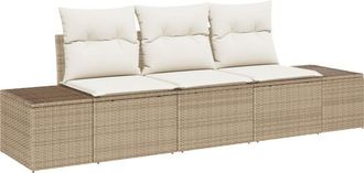 vidaXL Garden Sofa Set 3 pcs Beige Poly rattan Vidaxl