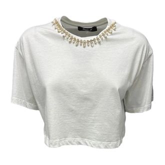 Giulia N Couture Witte korte mouwen T-shirt Ge 23208 - Dames - T-shirts - Wit - M - Tops
