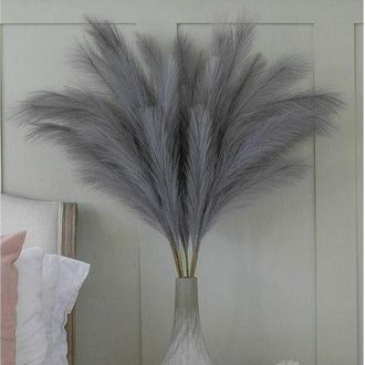 OEM Gran Ramo De Hierba De La Pampa Artificial Gris De 5 Tallos, Extra Esponjoso, De 70 Cm, Con Plumas, Ideal Para Decoraci&oacute;n Del Hogar, Estilo Bohemio, E