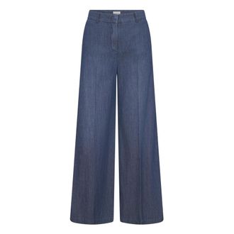 Seductive Wide Trousers, female, Blue, Size: S Summer Denim Wide Leg Pants