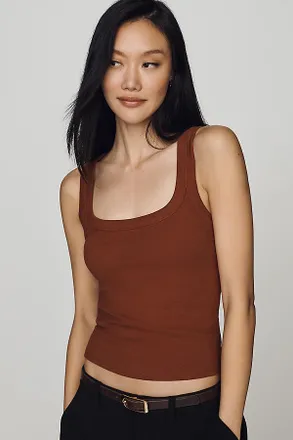 Maeve Cotton Wide Scoop-Neck Tank Top