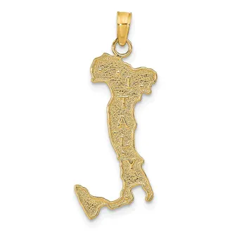 Diamond2Deal 14k Yellow Gold Map with ITALY Charm