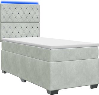 vidaXL Cama Con Base Tapizada, Colch&oacute;n Y Luz Led Gris Claro Terciopelo Vidaxl