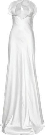 Genny Bridal Dresses, female, White, Size: S Long Bustier Dress with Organza Ruffle