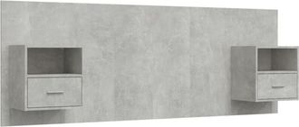 vidaXL Cabecero De Cama Con Mesitas Madera Contrachapada Gris Hormig&oacute;n Vidaxl