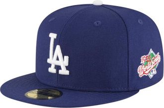 New Era Mens Los Angeles Dodgers MLB 59Fifty World Series Side Patch Cap - - Blue / White Size 7 1/2