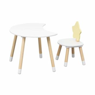 Mobili Rebecca Conjunto de mesa baja y silla para ni&ntilde;os blanco y marr&oacute;n