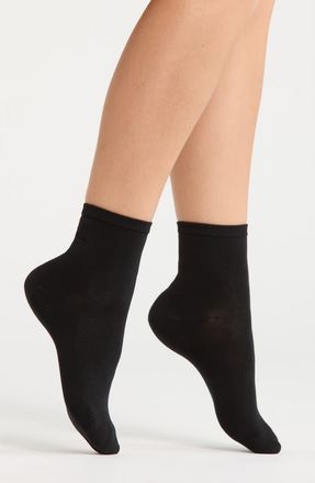 Nordstrom Everyday Low Flat Knit Crew Socks in Black at Nordstrom, Size 9