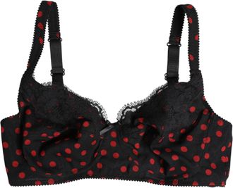Dolce & Gabbana Black Red Polka Dot Underwired Balconette Womens Underwear