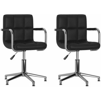vidaXL Vidaxl - Sillas De Comedor Giratorias 2 Unidades Cuero Sint&eacute;tico Negro