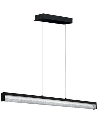 Eglo Eglo Cardito 1 Light Integrated Led Linear Pendant With Black Finish & Clear Glass Shade With Clear Stones