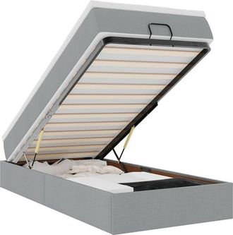 vidaXL Vidaxl - Estructura De Cama Otomana Con Colch&oacute;n Tela Gris Claro 90x190cm