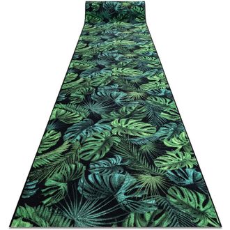 RugsX Alfombra De Pasillo Con Refuerzo De Goma Monstera Hojas, Verde 80 Cm Green 80x600 Cm