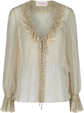 Valentino Polka Dot Silk-Chiffon Blouse