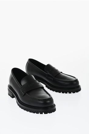 Off-white Mens Leather MILITARY Loafers in Black - Size EU 40