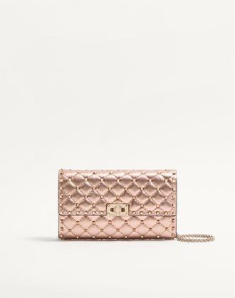 Valentino Garavani Borsa A Tracolla Valentino Garavani Rockstud Spike In Nappa Laminata Donna ROSE CANNELLE UNI