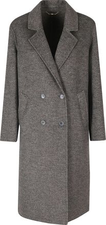 Seventy Light Gray Double-Breasted Notched Collar Wool-Blend Coat