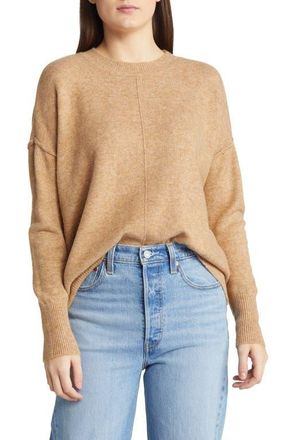 Vince Camuto Exposed Seam Crewneck Sweater in Taupe at Nordstrom, Size Small