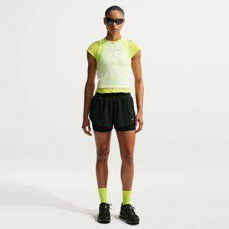 Nike Womens Flow Dri-FIT 2-in-1 Mesh Running Shorts in Black | IF7518-010