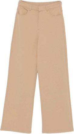 Max Mara Deserto Wide Broeken - Dames - Wijde Broeken - Beige - L - Leer - Broeken