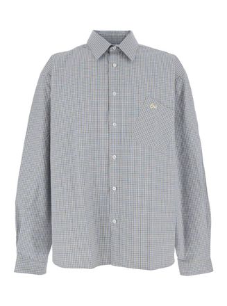 ERL Beige Shirt With Logo Embroidery On The Front And All-Over Check Motif In Cotton Man