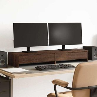 vidaXL Vidaxl - Soporte De Monitor Con Cajones Madera Marr&oacute;n Roble 100x27x15 Cm
