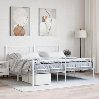 Berkfield Home Metal Bed Frame with Headboard & Footboard White 193x203 cm