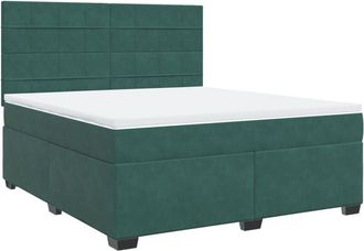 vidaXL Vidaxl - Cama Box Spring Con Colch&oacute;n Terciopelo Verde Oscuro 180x200 Cm