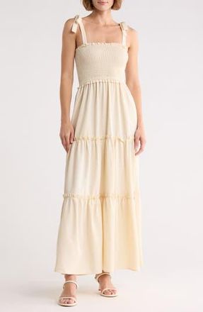 LBLC The Label Darla Smocked Maxi Dress in Creme at Nordstrom Rack, Size X-Small
