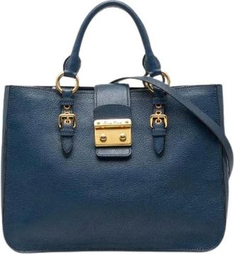 Miu Miu Pre-owned Handbags, female, Blue, Size: ONE SIZE Pre-owned Leather 2way Bag