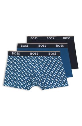 BOSS Assorted 3-Pack Power Stretch Cotton Trunks in Open Blue at Nordstrom, Size Xx-Large