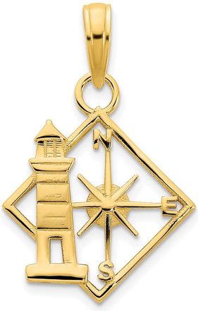 Diamond2Deal 14k Yellow Gold Lighthouse Compass Pendant