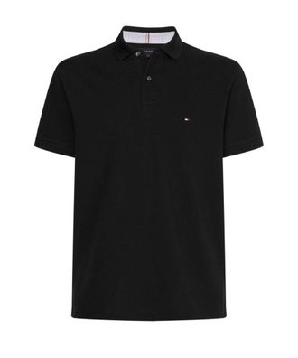 Tommy Hilfiger Mens Regular Fit Polo Shirt Black Cotton - Size Large