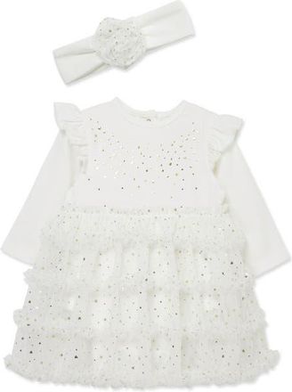 Little Me Kids Star Shine Tutu Bodysuit Dress & Headband Set in Ivory at Nordstrom, Size 3M