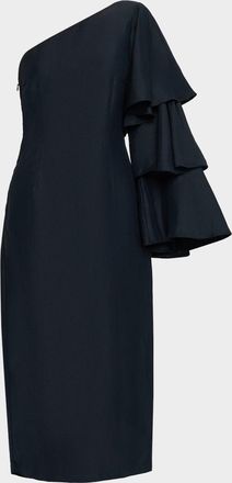 Rosie Assoulin Bidi Bidi Bom Bom Tiered-Sleeve Cocktail Dress