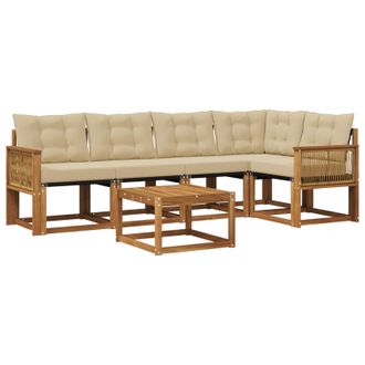 vidaXL Conjunto De Sof&aacute;s De Exterior Con Coj&iacute;n 6 Pcs Natural Y Beige Vidaxl