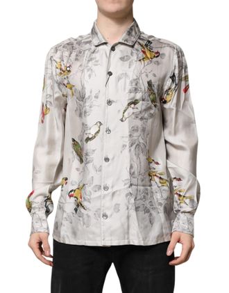 Dolce & Gabbana Multicolor Silk Printed Button Down Mens Shirt