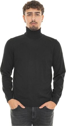 HUGO BOSS Turtleneck Pullover met Gestikt Logo - Heren - Coltruien - Zwart - M - Wol - Truien & Vesten