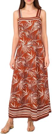 Vince Camuto Palm Print Tiered Maxi Dress in Chili at Nordstrom, Size Small